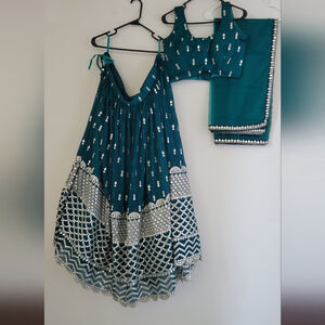 Green Sequin Zari Embroidery Work Lehenga Choli